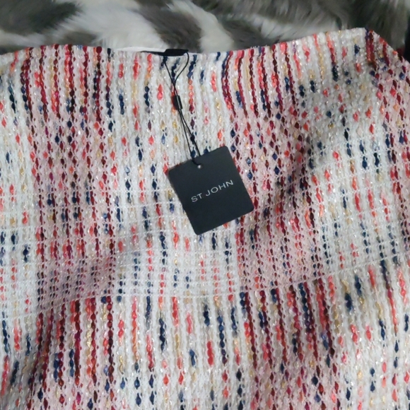 St John Ribbon Plaid Fringe hem pencil skirt - Picture 3 of 8